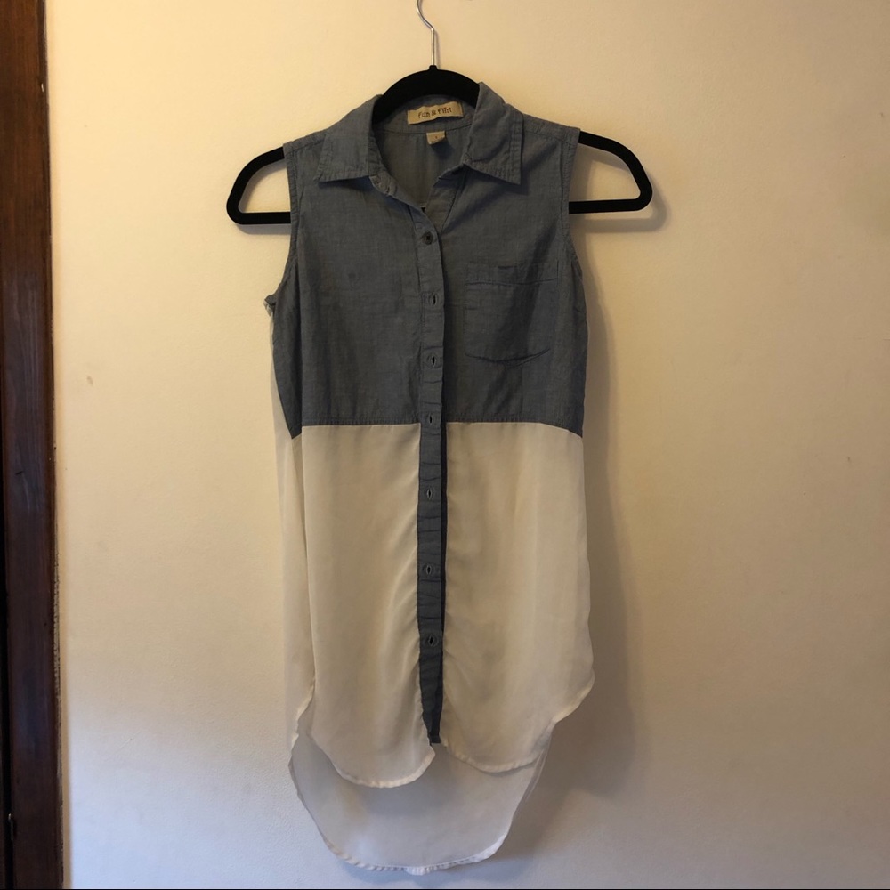 Mixed media high low tank tunic